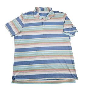 Johnnie-O Polo Shirt Men XXL 2XL Blue Multicolor Striped Pastel Performance Golf